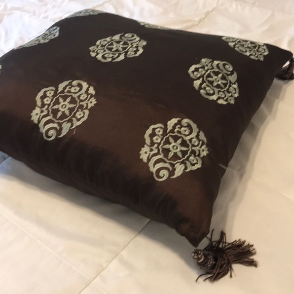 Brown and Turquoise Feather Pillow - Picture 2 of 2